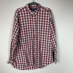 Ralph Lauren Blake Button Down Plaid Shirt Long Sleeve Red White Sz L
